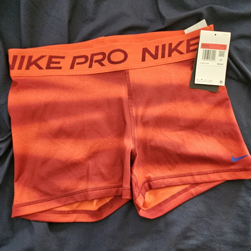 Nike Pro Women's Red-Orange Gradient Bike Shorts SOLD